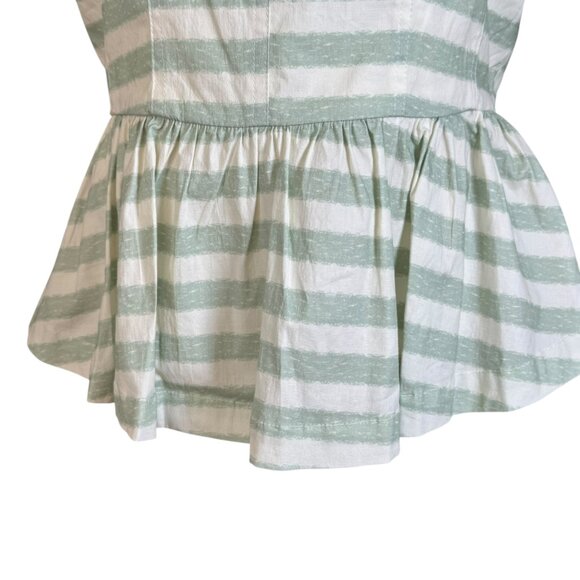 Avec Les Filles Striped Peplum Tank Top White & Sage Green – Size M – NWT - Picture 6 of 9